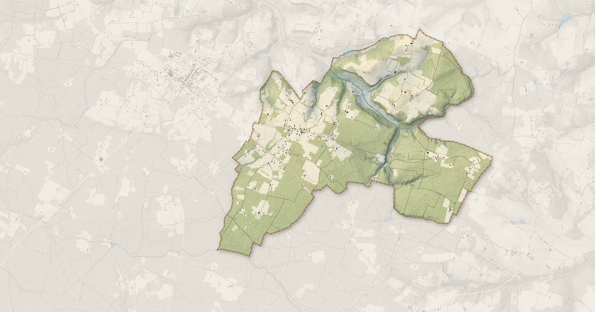 Portrait cartographique de Cours-les-Bains : relief, eau, forêts, bâti et voies, calculés à partir des données de l'IGN