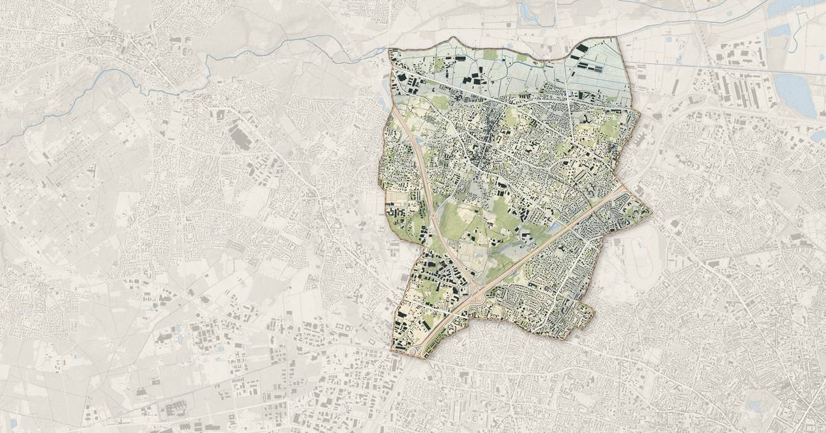 Portrait cartographique de Eysines : relief, eau, forêts, bâti et voies, calculés à partir des données de l'IGN