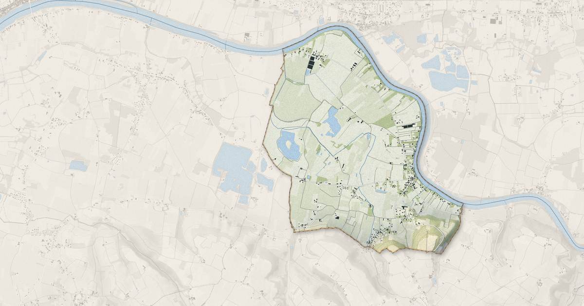 Portrait cartographique de Flaujagues : relief, eau, forêts, bâti et voies, calculés à partir des données de l'IGN