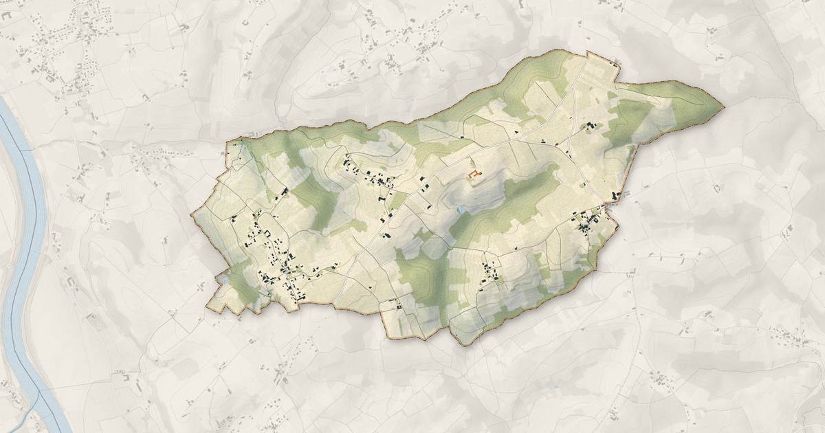 Portrait cartographique de Gabarnac : relief, eau, forêts, bâti et voies, calculés à partir des données de l'IGN