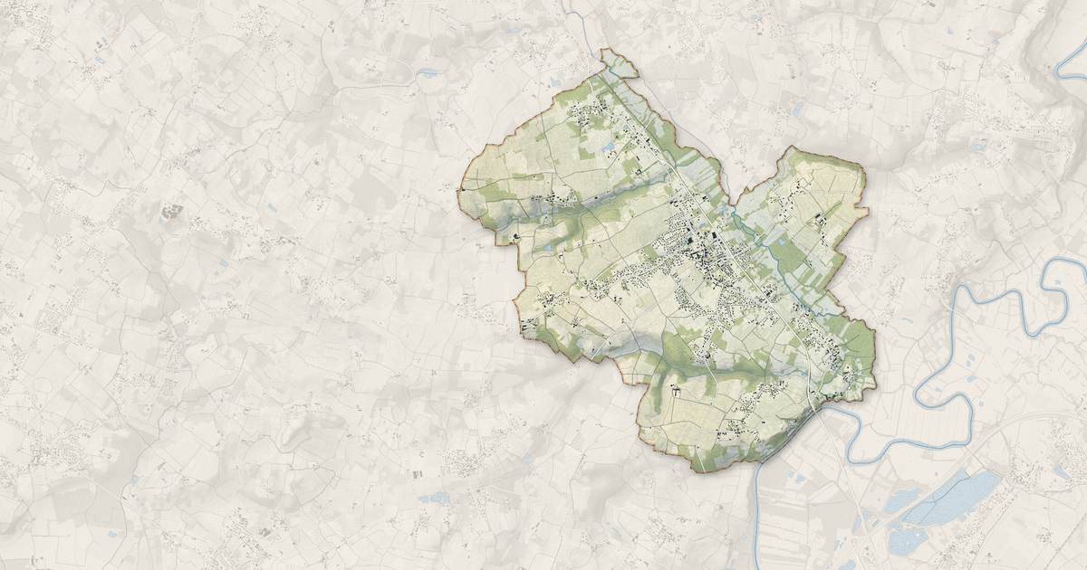 Portrait cartographique de Galgon : relief, eau, forêts, bâti et voies, calculés à partir des données de l'IGN