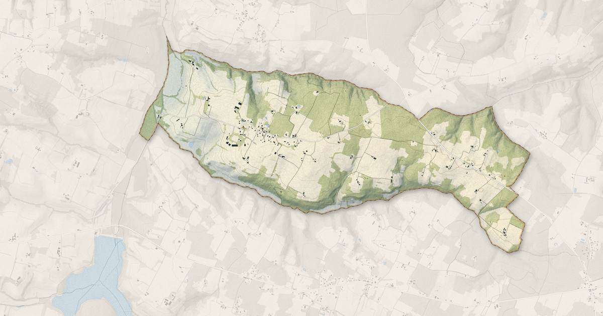 Portrait cartographique de Gans : relief, eau, forêts, bâti et voies, calculés à partir des données de l'IGN