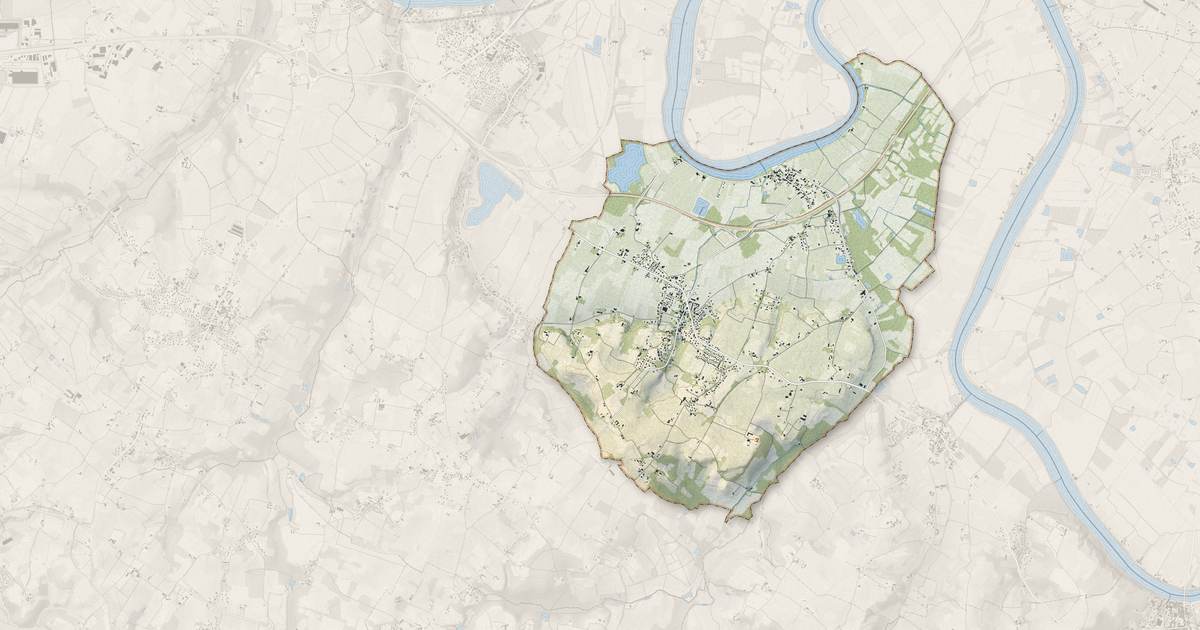 Portrait cartographique de Génissac : relief, eau, forêts, bâti et voies, calculés à partir des données de l'IGN