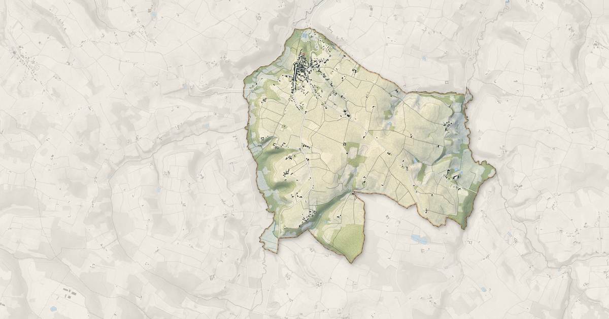 Portrait cartographique de Gensac : relief, eau, forêts, bâti et voies, calculés à partir des données de l'IGN