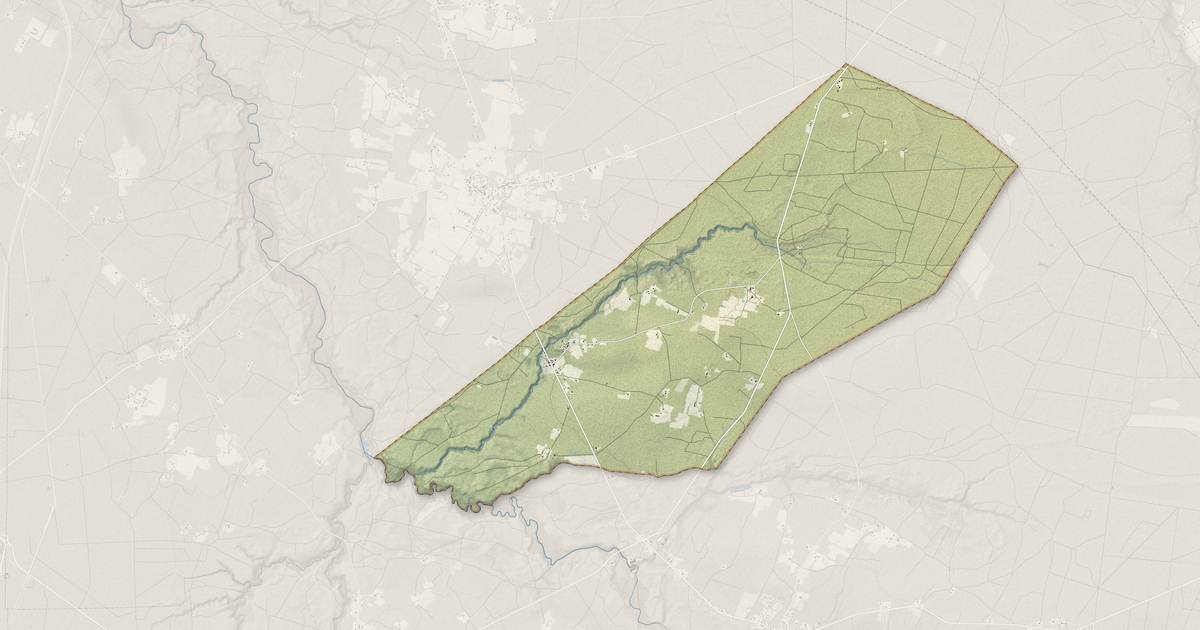 Portrait cartographique de Goualade : relief, eau, forêts, bâti et voies, calculés à partir des données de l'IGN