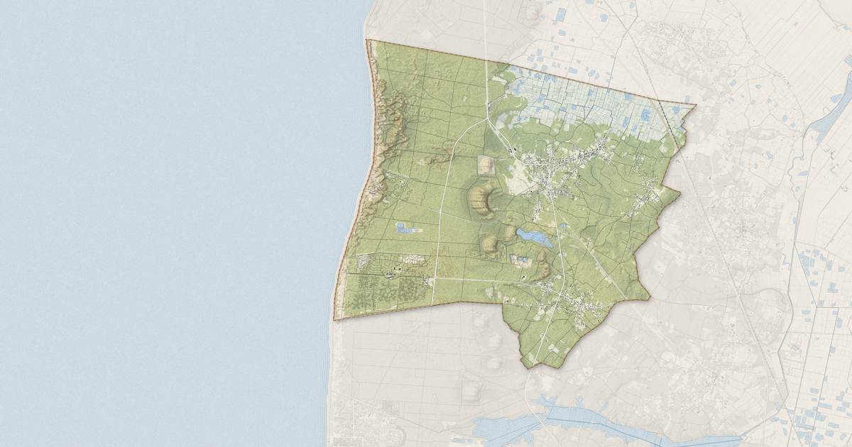 Portrait cartographique de Grayan-et-l'Hôpital : relief, eau, forêts, bâti et voies, calculés à partir des données de l'IGN