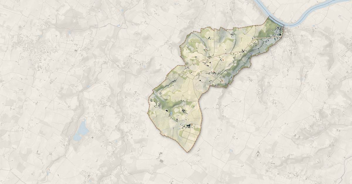 Portrait cartographique de Grézillac : relief, eau, forêts, bâti et voies, calculés à partir des données de l'IGN