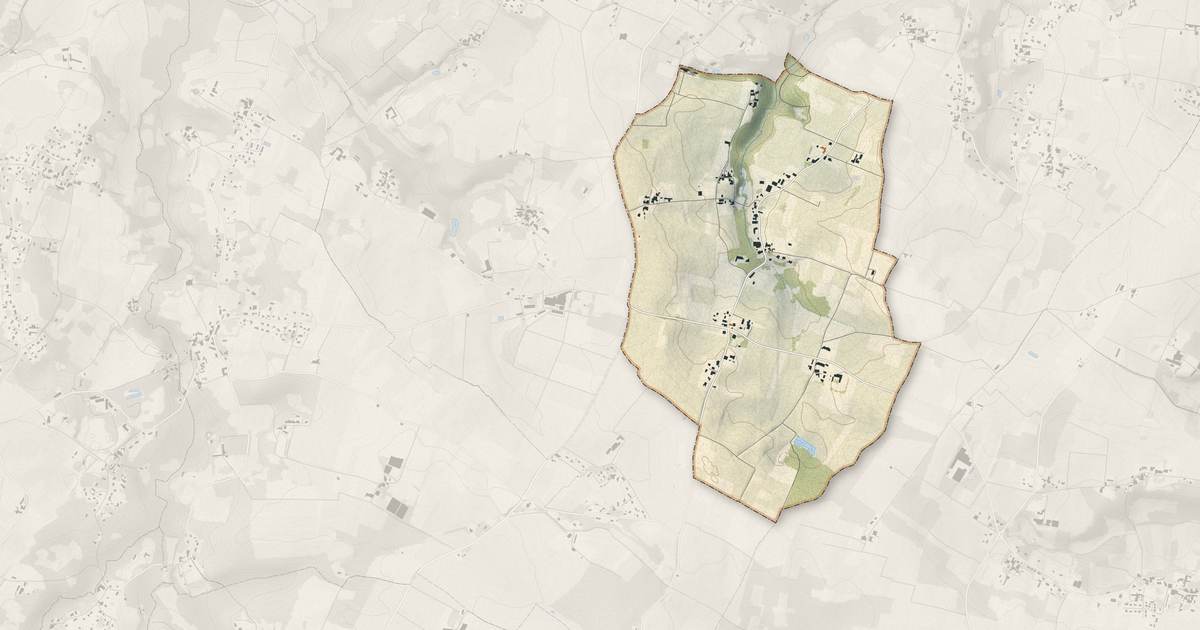 Portrait cartographique de Guillac : relief, eau, forêts, bâti et voies, calculés à partir des données de l'IGN