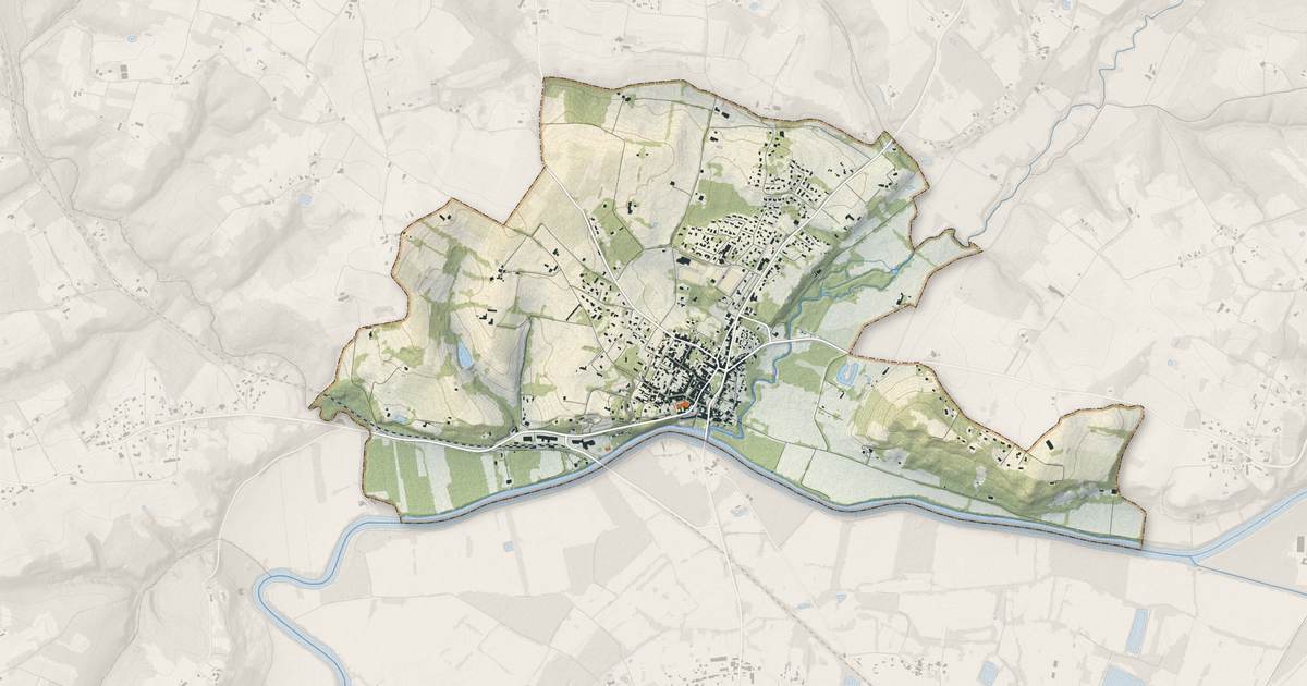 Portrait cartographique de Guîtres : relief, eau, forêts, bâti et voies, calculés à partir des données de l'IGN