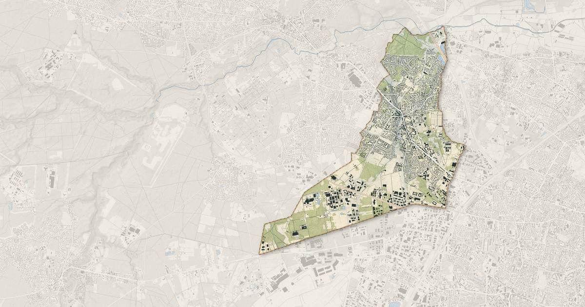 Portrait cartographique de Le Haillan : relief, eau, forêts, bâti et voies, calculés à partir des données de l'IGN
