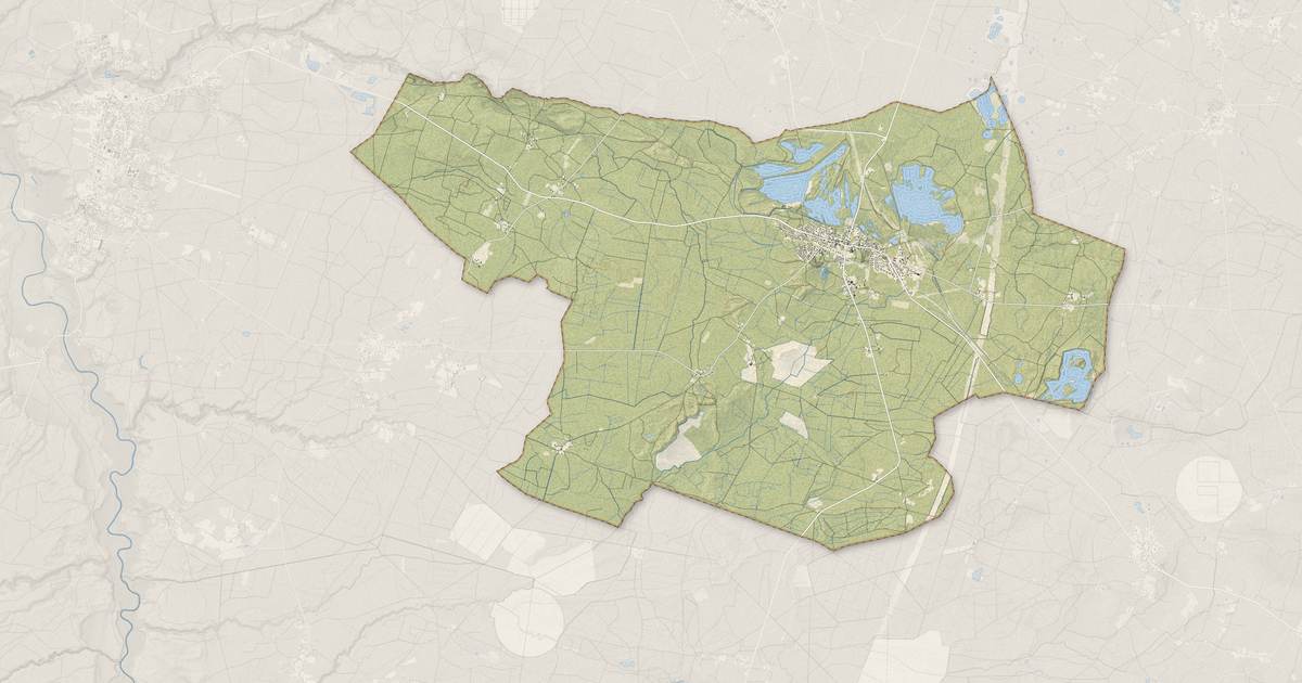 Portrait cartographique de Hostens : relief, eau, forêts, bâti et voies, calculés à partir des données de l'IGN