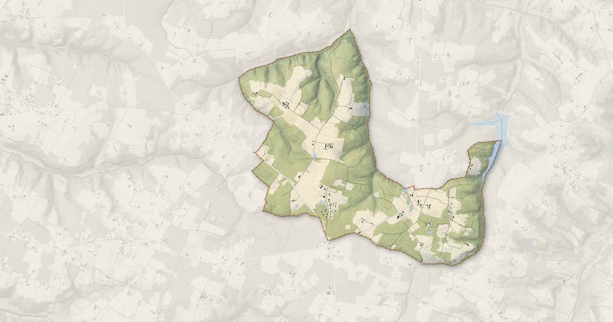 Portrait cartographique de Labescau : relief, eau, forêts, bâti et voies, calculés à partir des données de l'IGN