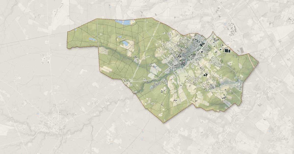 Portrait cartographique de La Brède : relief, eau, forêts, bâti et voies, calculés à partir des données de l'IGN