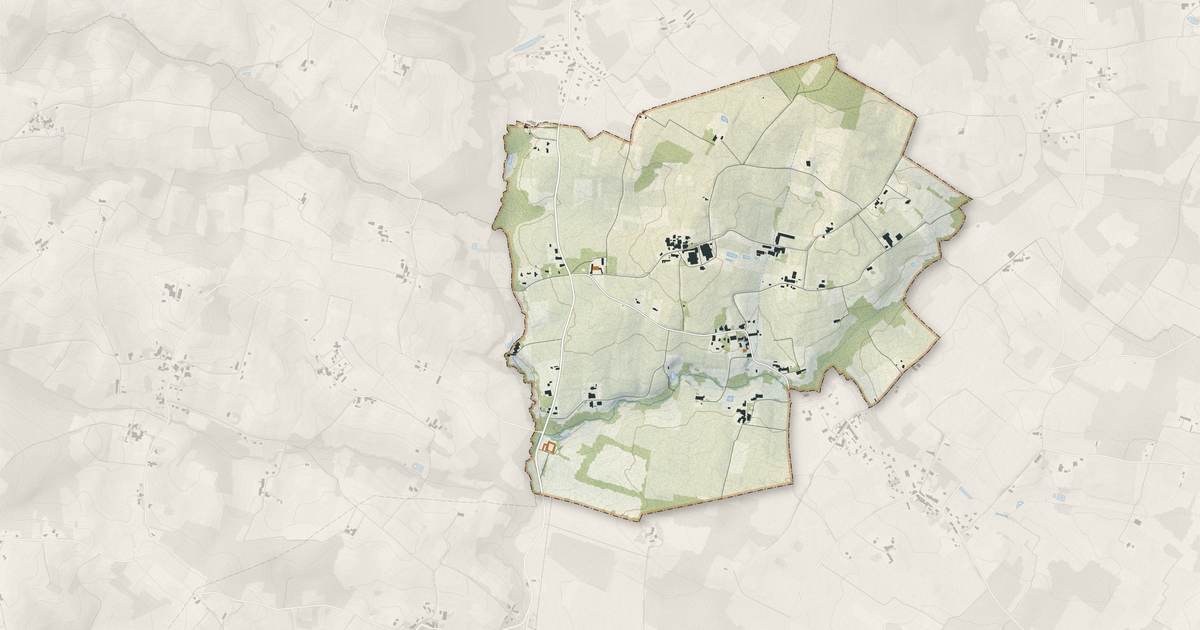 Portrait cartographique de Ladaux : relief, eau, forêts, bâti et voies, calculés à partir des données de l'IGN