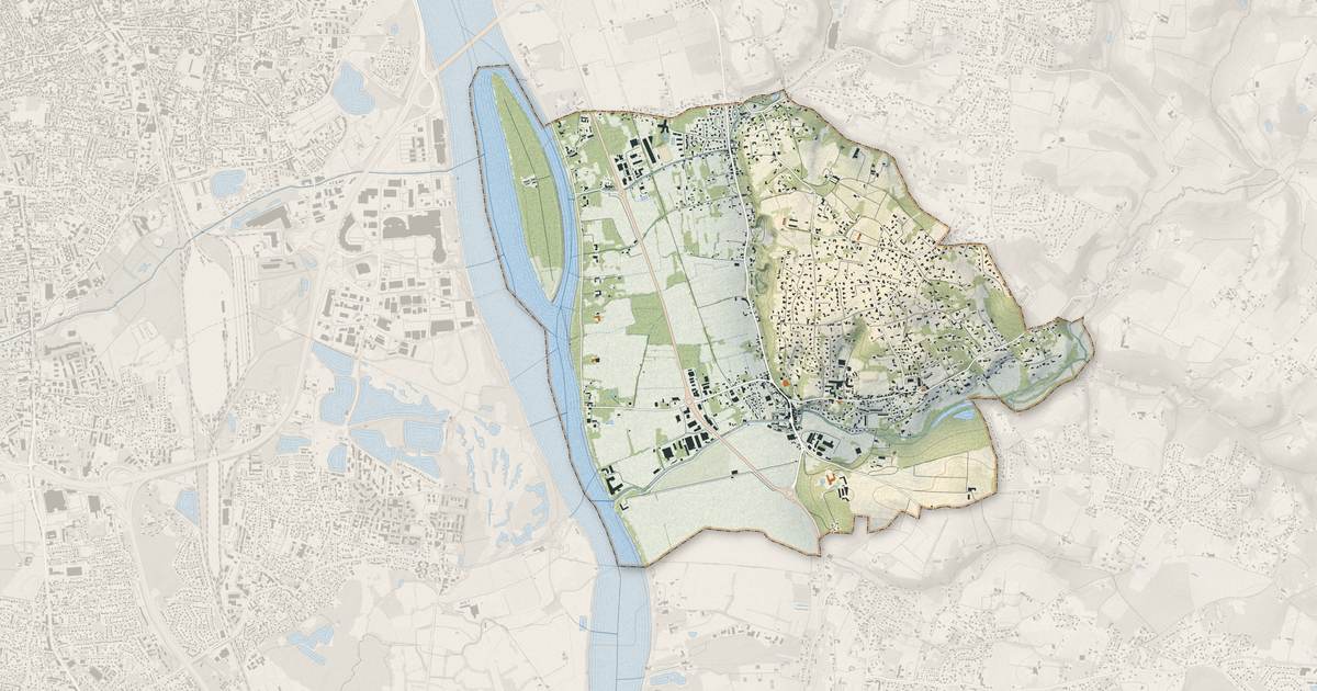 Portrait cartographique de Latresne : relief, eau, forêts, bâti et voies, calculés à partir des données de l'IGN