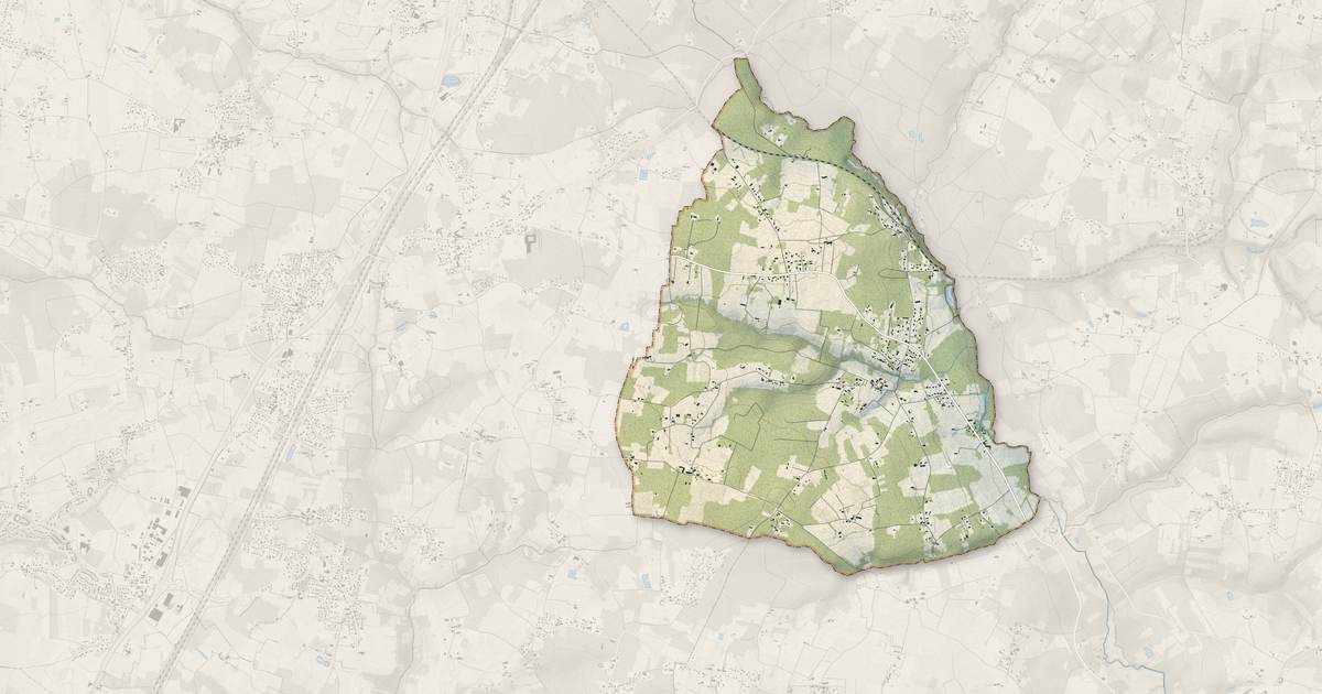 Portrait cartographique de Marcenais : relief, eau, forêts, bâti et voies, calculés à partir des données de l'IGN