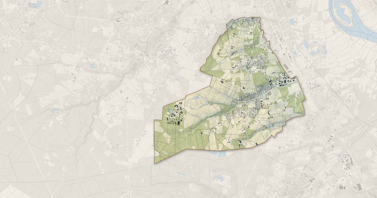 Portrait cartographique de Martillac : relief, eau, forêts, bâti et voies, calculés à partir des données de l'IGN