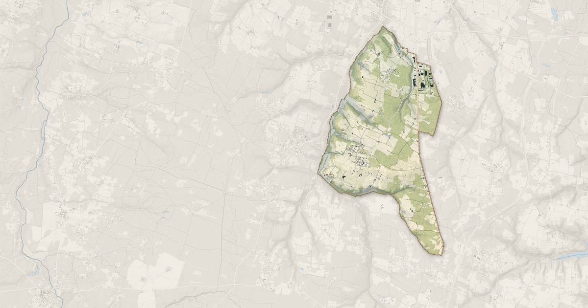 Portrait cartographique de Mazères : relief, eau, forêts, bâti et voies, calculés à partir des données de l'IGN