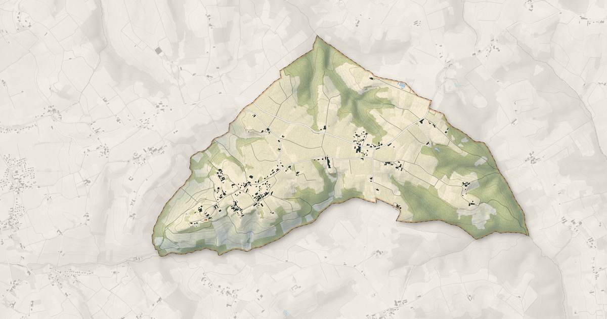 Portrait cartographique de Monprimblanc : relief, eau, forêts, bâti et voies, calculés à partir des données de l'IGN