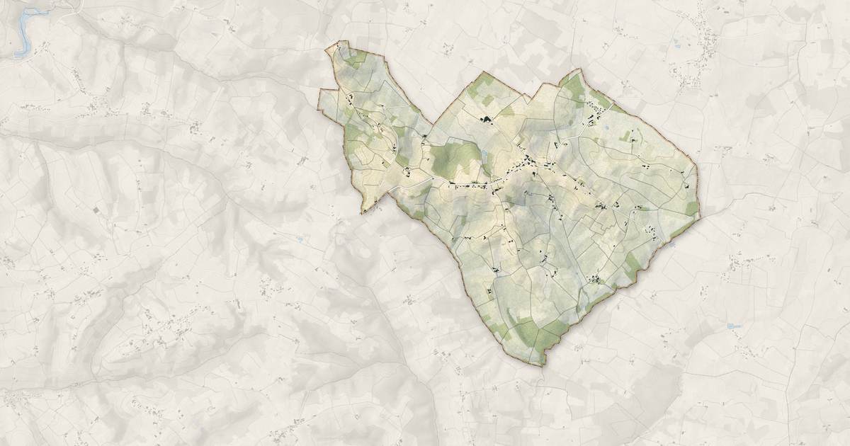Portrait cartographique de Mourens : relief, eau, forêts, bâti et voies, calculés à partir des données de l'IGN