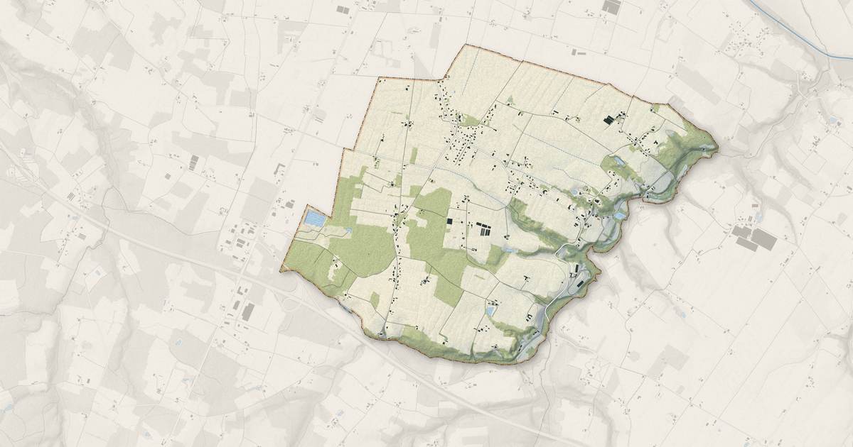 Portrait cartographique de Noaillac : relief, eau, forêts, bâti et voies, calculés à partir des données de l'IGN