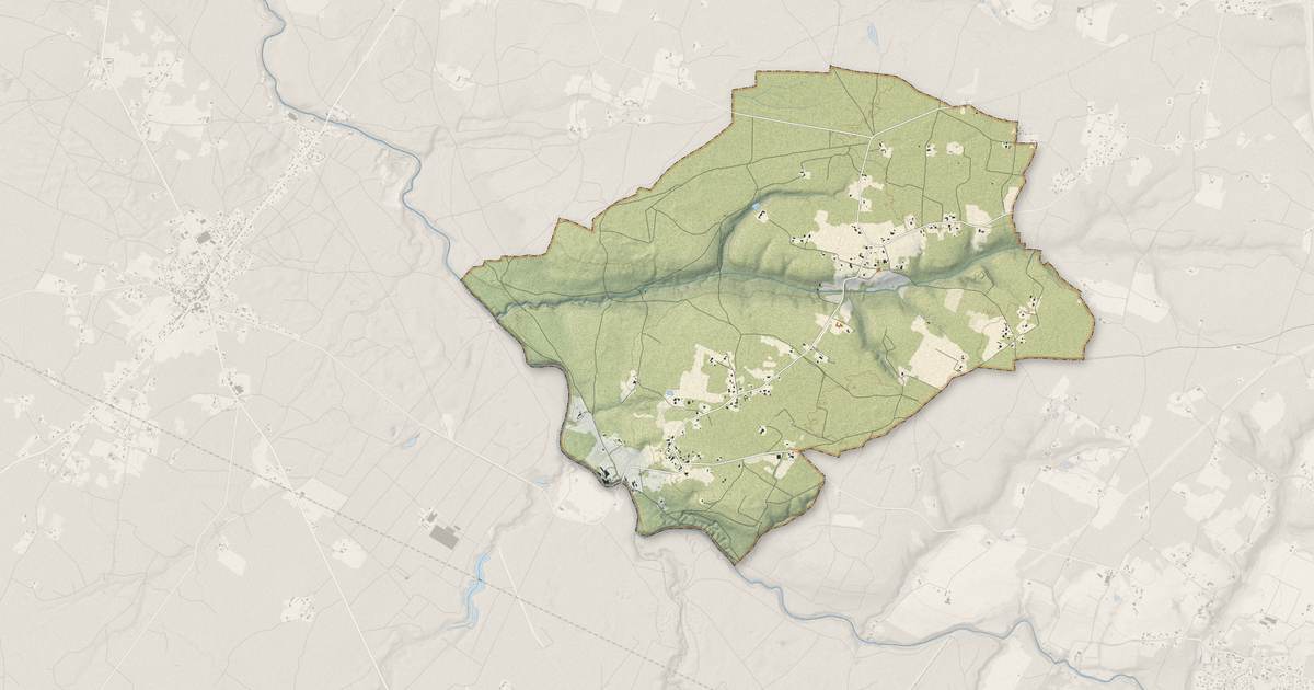 Portrait cartographique de Pompéjac : relief, eau, forêts, bâti et voies, calculés à partir des données de l'IGN