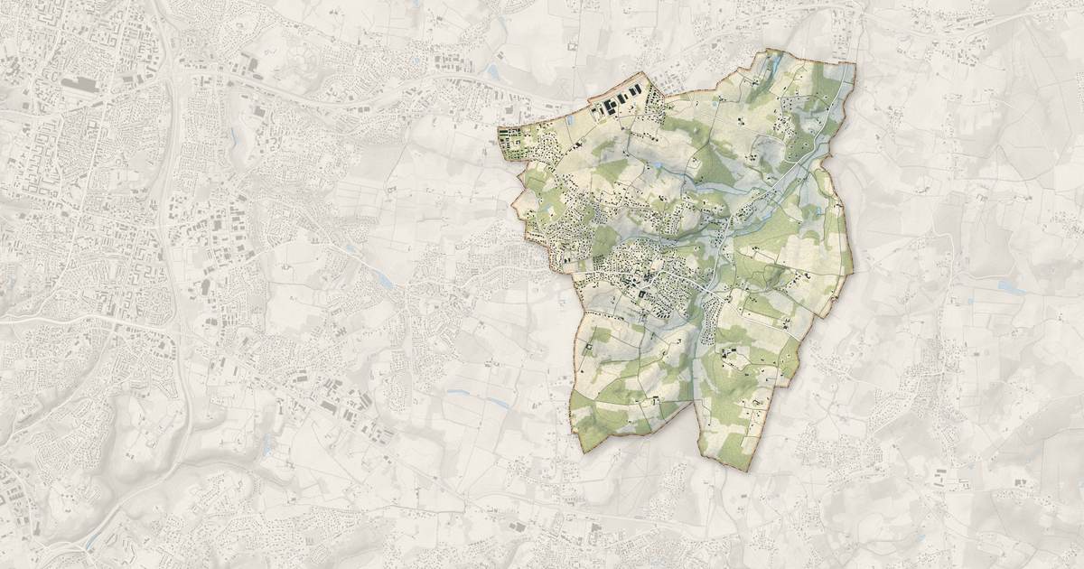 Portrait cartographique de Pompignac : relief, eau, forêts, bâti et voies, calculés à partir des données de l'IGN