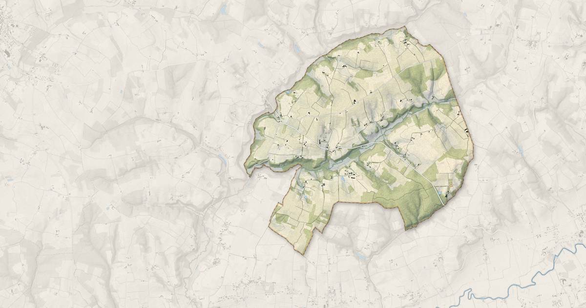 Portrait cartographique de Rimons : relief, eau, forêts, bâti et voies, calculés à partir des données de l'IGN