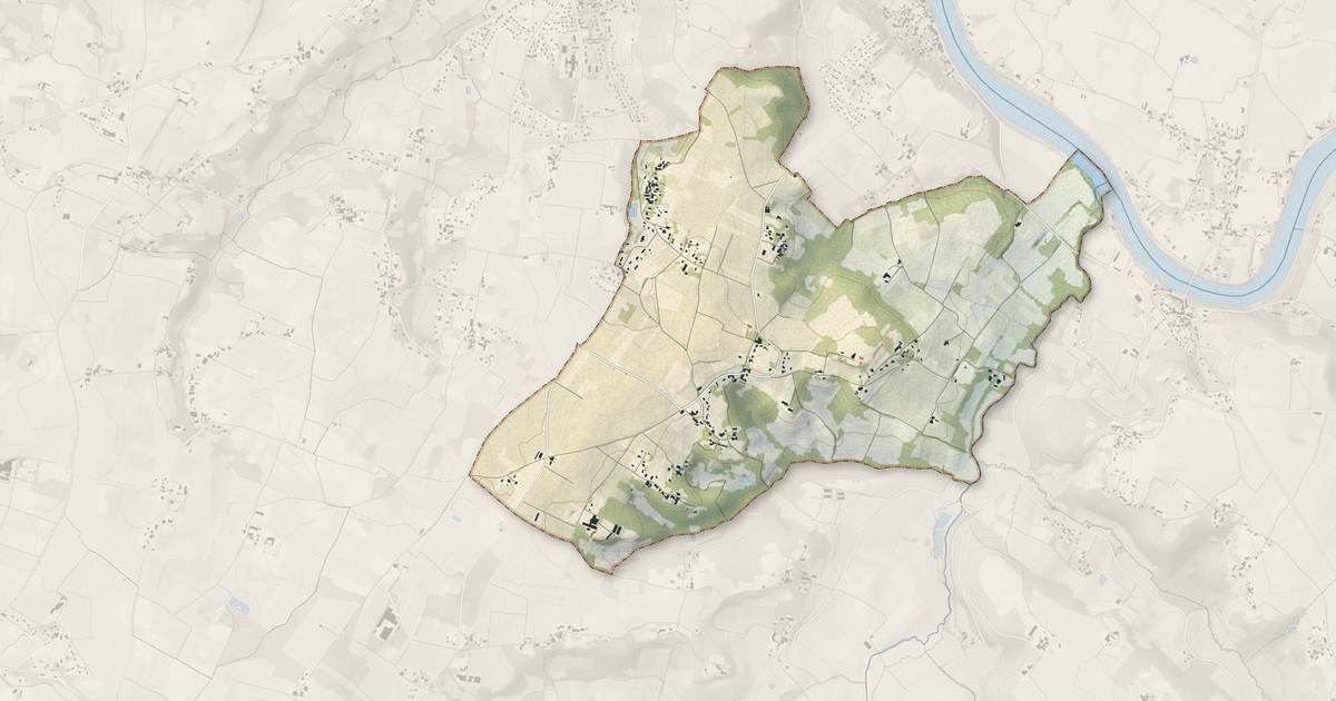 Portrait cartographique de Saint-Aubin-de-Branne : relief, eau, forêts, bâti et voies, calculés à partir des données de l'IGN