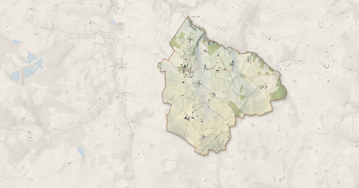 Portrait cartographique de Saint-Brice : relief, eau, forêts, bâti et voies, calculés à partir des données de l'IGN