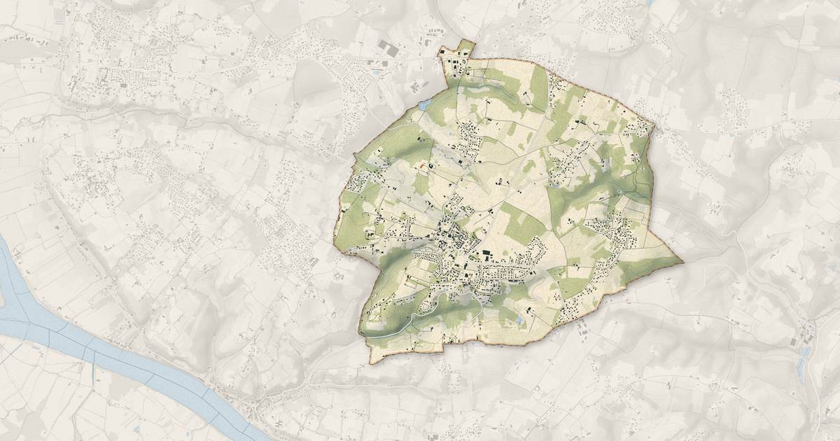Portrait cartographique de Saint-Caprais-de-Bordeaux : relief, eau, forêts, bâti et voies, calculés à partir des données de l'IGN