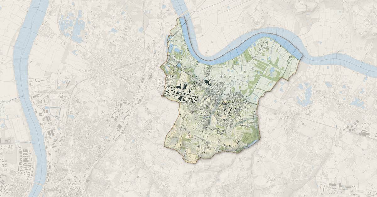 Portrait cartographique de Saint-Loubès : relief, eau, forêts, bâti et voies, calculés à partir des données de l'IGN