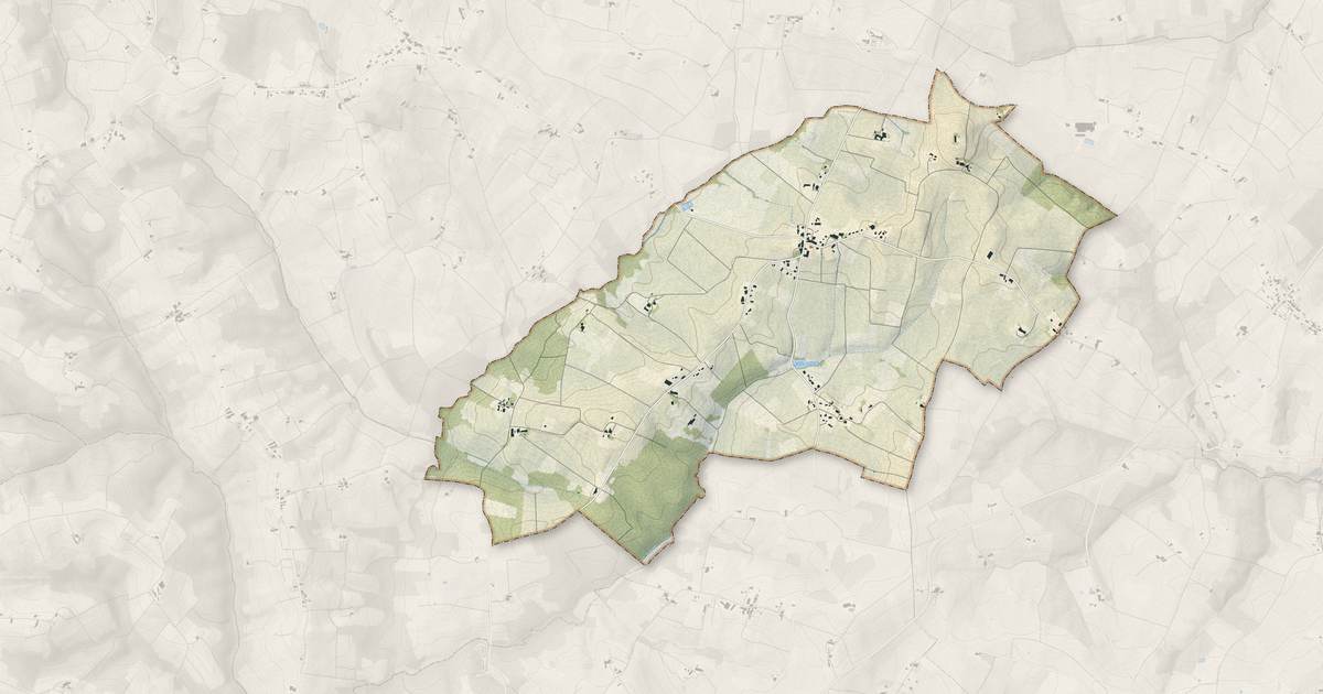 Portrait cartographique de Saint-Martial : relief, eau, forêts, bâti et voies, calculés à partir des données de l'IGN