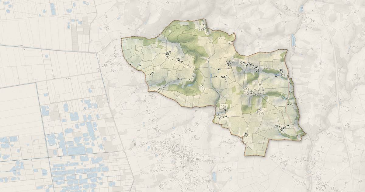 Portrait cartographique de Saint-Palais : relief, eau, forêts, bâti et voies, calculés à partir des données de l'IGN