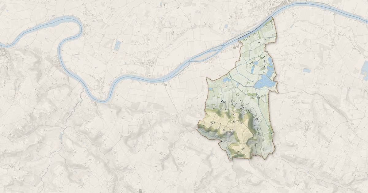 Portrait cartographique de Saint-Pey-de-Castets : relief, eau, forêts, bâti et voies, calculés à partir des données de l'IGN