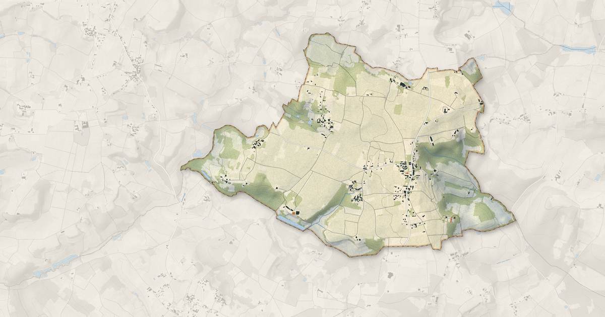 Portrait cartographique de Saint-Philippe-d'Aiguilhe : relief, eau, forêts, bâti et voies, calculés à partir des données de l'IGN
