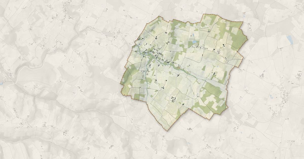 Portrait cartographique de Saint-Pierre-de-Bat : relief, eau, forêts, bâti et voies, calculés à partir des données de l'IGN