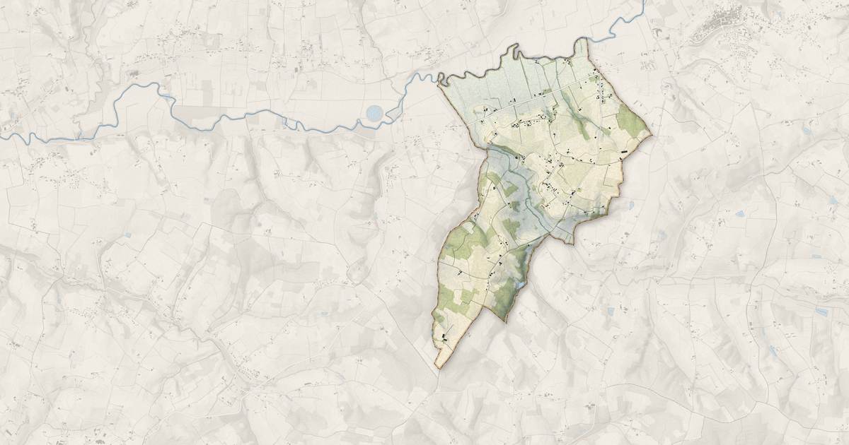 Portrait cartographique de Saint-Sulpice-de-Guilleragues : relief, eau, forêts, bâti et voies, calculés à partir des données de l'IGN