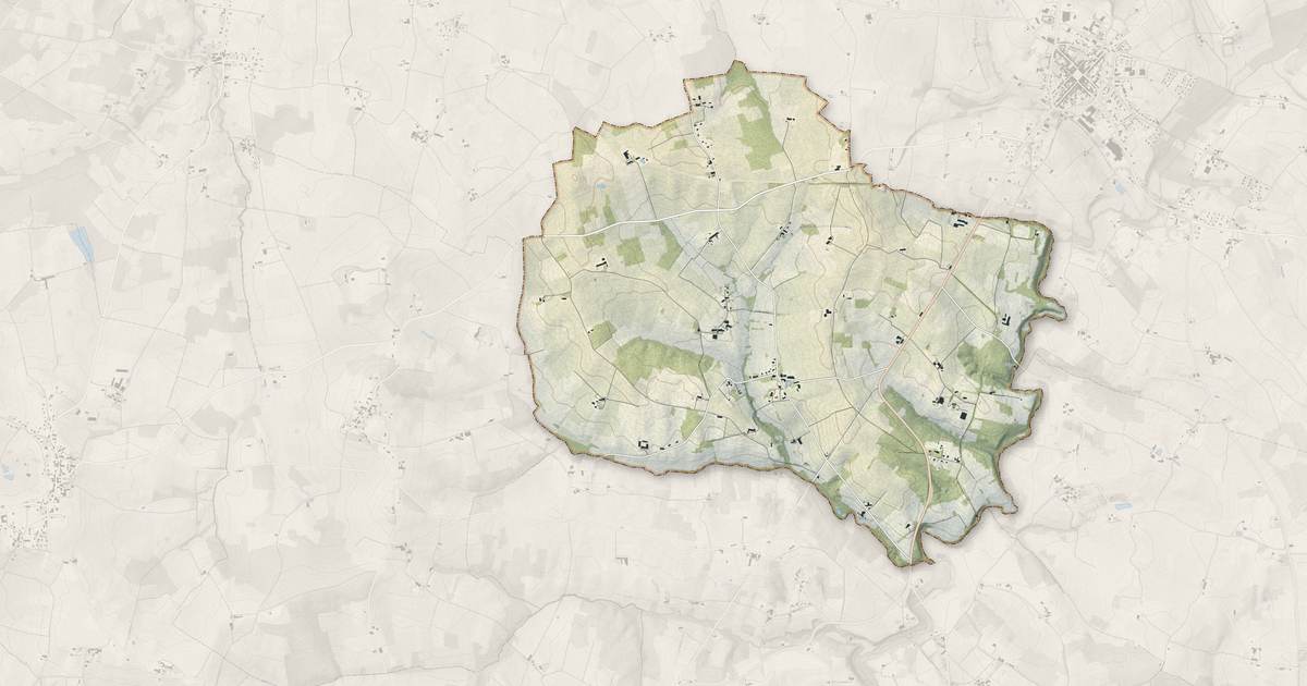 Portrait cartographique de Saint-Sulpice-de-Pommiers : relief, eau, forêts, bâti et voies, calculés à partir des données de l'IGN
