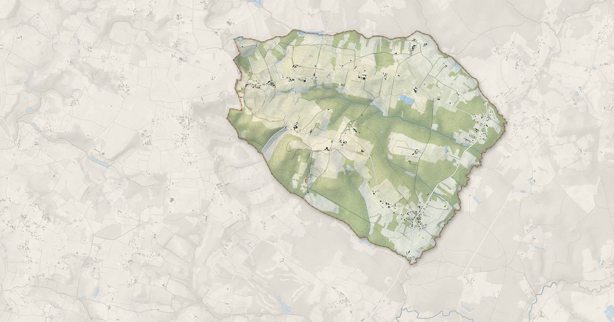 Portrait cartographique de Les Salles-de-Castillon : relief, eau, forêts, bâti et voies, calculés à partir des données de l'IGN