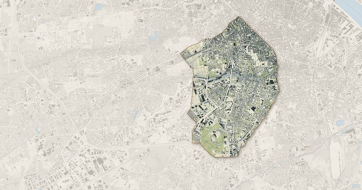 Portrait cartographique de Talence : relief, eau, forêts, bâti et voies, calculés à partir des données de l'IGN