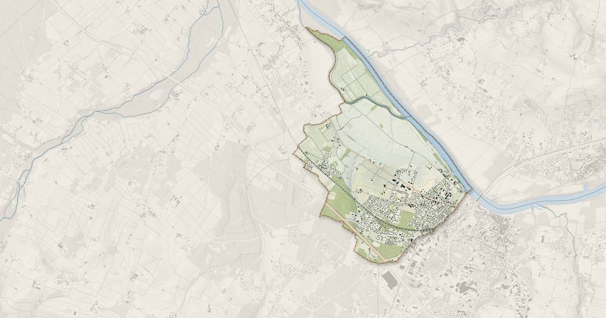 Portrait cartographique de Toulenne : relief, eau, forêts, bâti et voies, calculés à partir des données de l'IGN