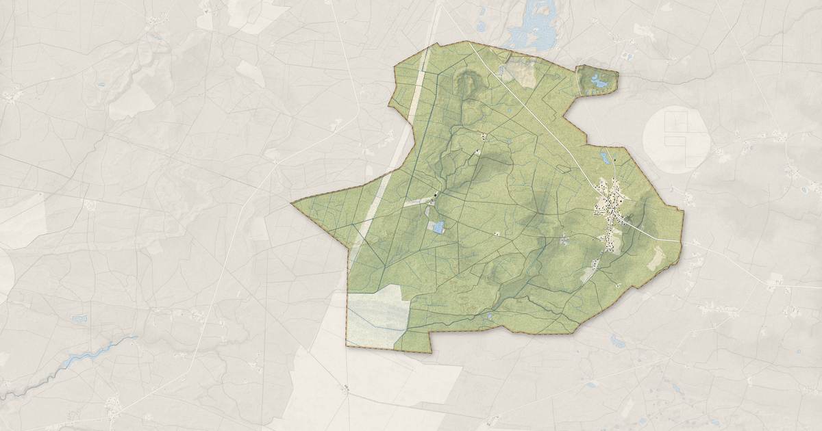 Portrait cartographique de Le Tuzan : relief, eau, forêts, bâti et voies, calculés à partir des données de l'IGN