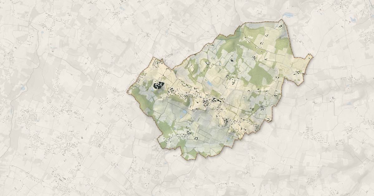 Portrait cartographique de Vérac : relief, eau, forêts, bâti et voies, calculés à partir des données de l'IGN