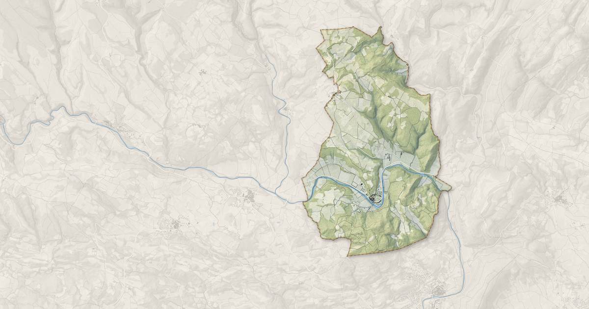 Portrait cartographique de Agel : relief, eau, forêts, bâti et voies, calculés à partir des données de l'IGN