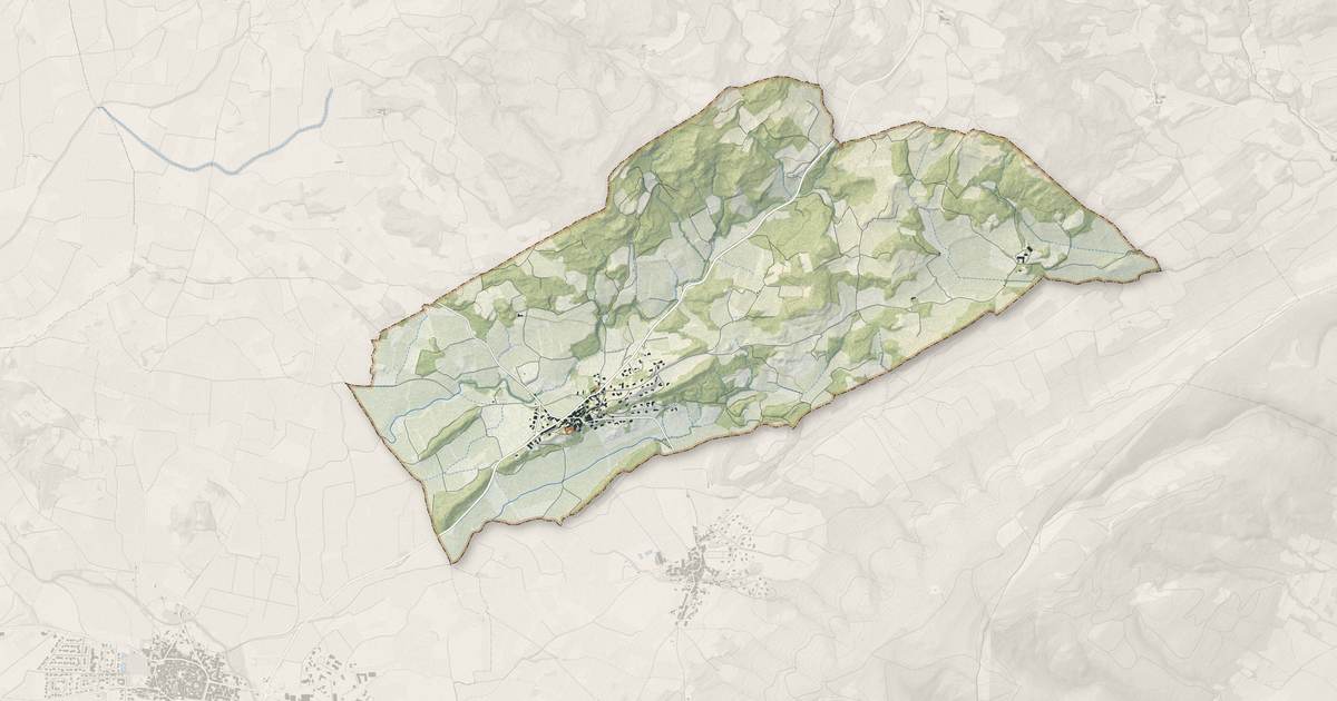 Portrait cartographique de Beaufort : relief, eau, forêts, bâti et voies, calculés à partir des données de l'IGN