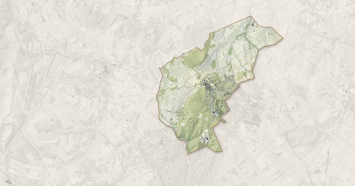 Portrait cartographique de Beaulieu : relief, eau, forêts, bâti et voies, calculés à partir des données de l'IGN