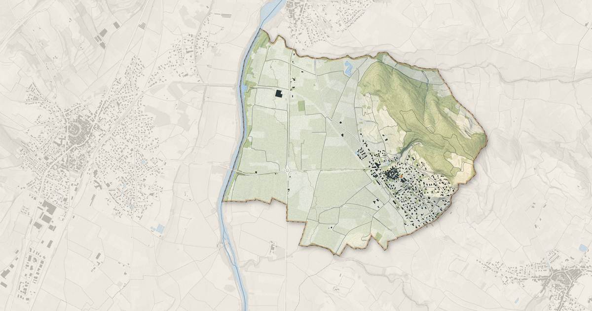 Portrait cartographique de Campagnan : relief, eau, forêts, bâti et voies, calculés à partir des données de l'IGN