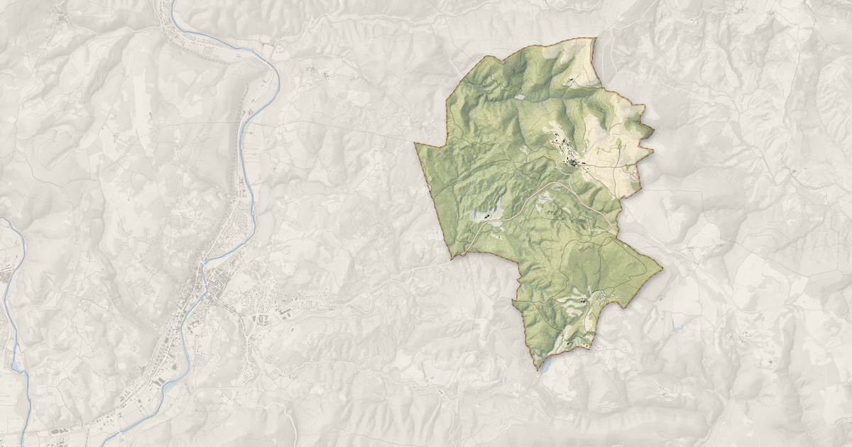 Portrait cartographique de Carlencas-et-Levas : relief, eau, forêts, bâti et voies, calculés à partir des données de l'IGN
