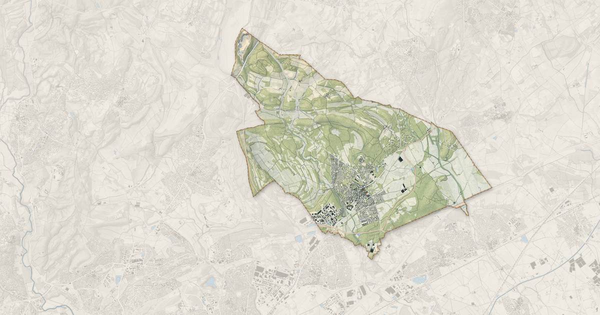 Portrait cartographique de Castries : relief, eau, forêts, bâti et voies, calculés à partir des données de l'IGN